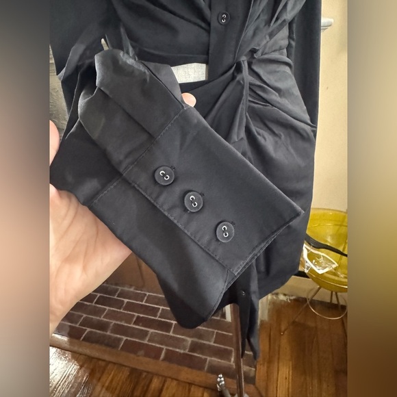 MINKPINK Allegra Twist Shirt Dress in Cotton black size L - Picture 8 of 16